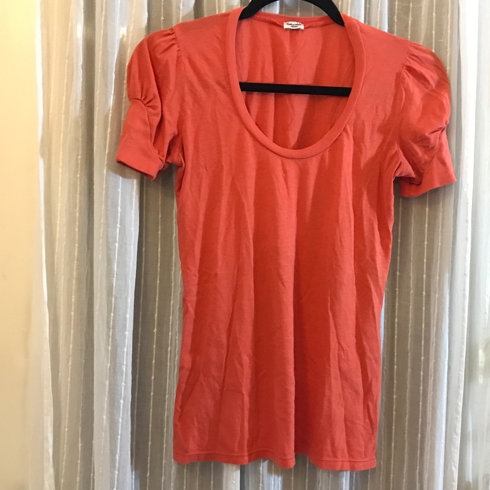 Splendid Coral Scoop Neck Modal Cotton Tee Size M